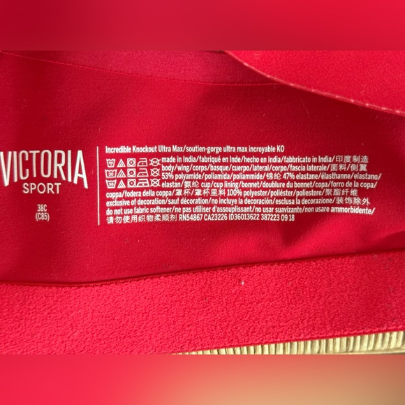 Victoria's Secret Incredible Knockout Ultra Max Sport Bra Womens Sz 38C Ruby Red - Picture 6 of 6